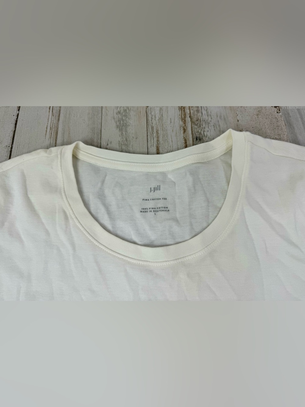J. Jill Womens Size L White Shoulder Sleeve Tee 100% Pima Cotton - Picture 4 of 10